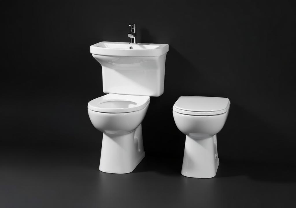 White ceramic toilet suite with matching basin